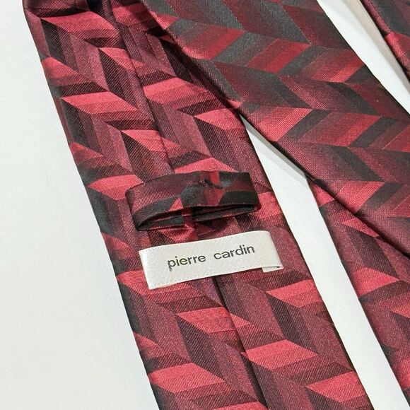 Pierre Cardin Hand Made Red Blue Silk Men’s Neck Tie - Picture 6 of 11